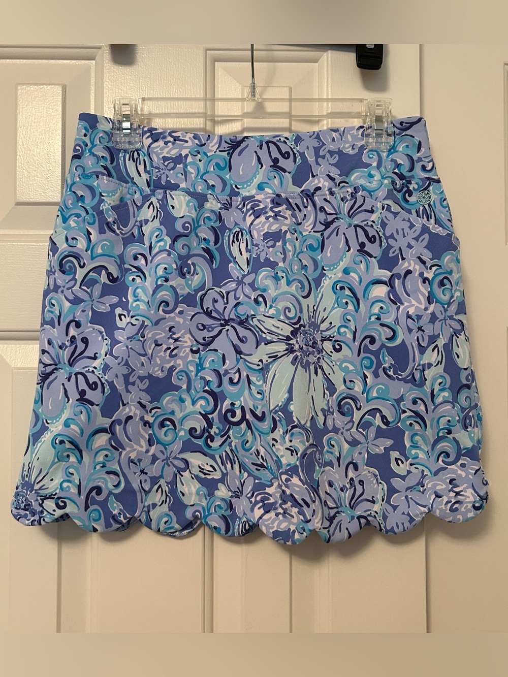 Lilly Pulitzer Luxletic Monica Skort Skirt Scallop Blue Suns Out Funs Out Size 4